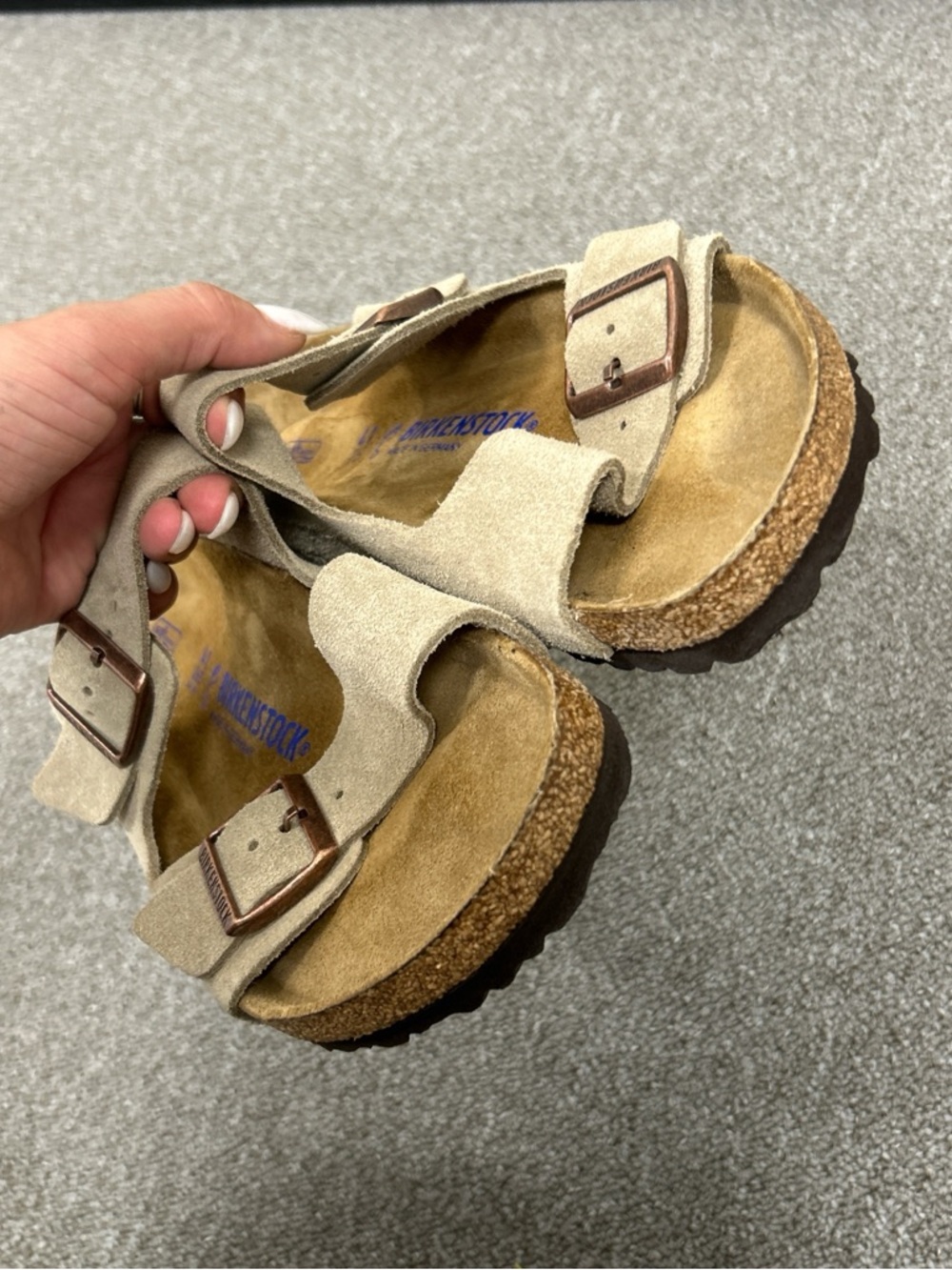 Birkenstock Arizona Suede Double Strap Sandals - Taupe - Picture 4 of 6
